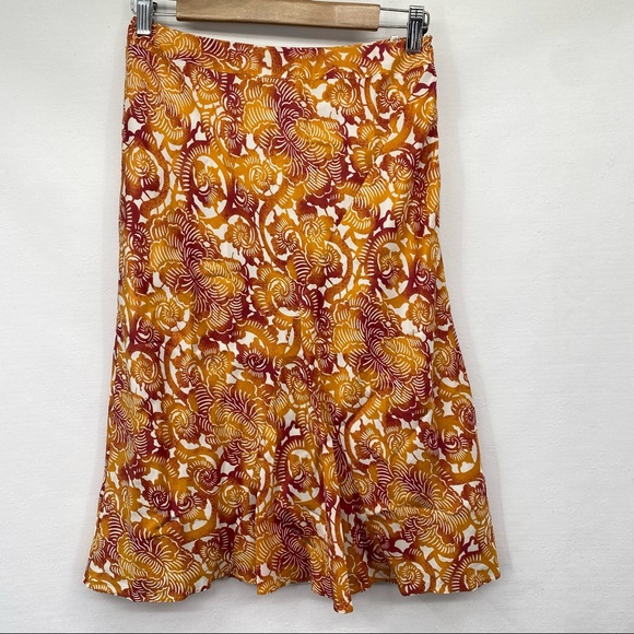 Lafayette 148 New York Dresses & Skirts - Lafayette 148 100% Silk Orange Patterned Midi Skirt